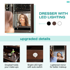 Wall- or Door-Mounted LED Mirror Jewelry Cabinet product image