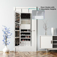 Wall- or Door-Mounted LED Mirror Jewelry Cabinet product image