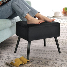 Velvet Storage Ottoman with Solid Wood Legs product image