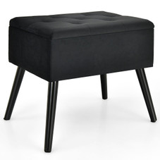 Velvet Storage Ottoman with Solid Wood Legs product image