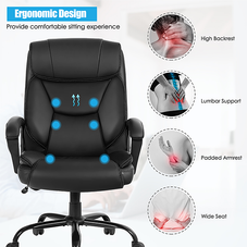 Executive Massaging Office Chair, Faux Leather product image