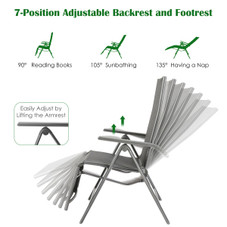 Outdoor Folding Lounge Chair with 7 Adjustable Backrest & Footrest Positions product image