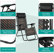 Zero Gravity Rattan Folding Lounge Chair product image