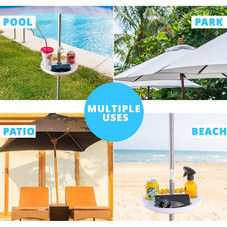 Zone Tech® 12-Inch Beach Umbrella Table Tray with Cup Holders, TA0020 product image