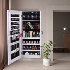 Wall-Mounted Mirror Jewelry Cabinet with Lock product image