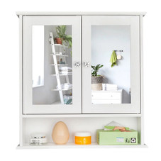 Mirrored Bathroom Medicine Cabinet, Wall-Mounted Bathroom Shelf, White product image