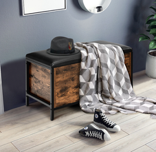 Black Vinyl Padded Wooden Storage Bench product image