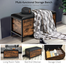 Black Vinyl Padded Wooden Storage Bench product image