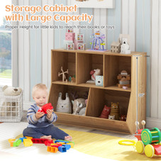 Kids' 5-Cube Wooden Toy Storage Organizer with Anti-Tipping Kits product image