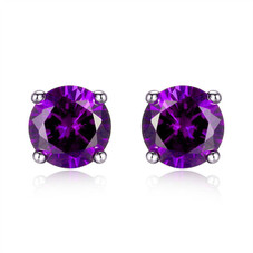925 Sterling Silver 6mm Round-Cut Amethyst Stud Earrings product image