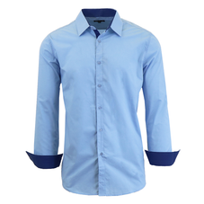 Men's Solid Color Slim-Fit Long-Sleeved Dress Shirt product image