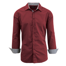 Men's Solid Color Slim-Fit Long-Sleeved Dress Shirt product image