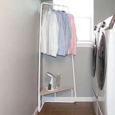 Corner Garment Rack with Wood Grain Laminate Top product image