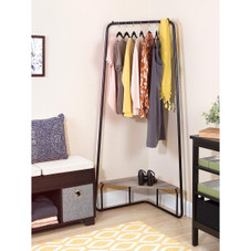 Corner Garment Rack with Wood Grain Laminate Top product image