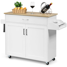 Rolling Kitchen Island Cart with Towel and Spice Rack product image