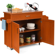 Rolling Kitchen Island Cart with Towel and Spice Rack product image