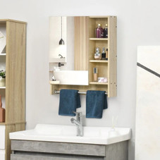 Wall-Mounted Bathroom Mirror Medicine Cabinet with Shelves & Towel Rack product image