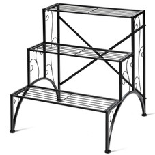 3-Tier Metal Plant Rack Garden Shelf in Stair Style product image