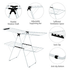 2-Level Foldable Clothes Drying Rack with Adjustable Gullwing product image