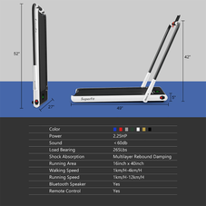 SuperFit™ 2-in-1 2.25HP Under Desk Electric Folding Treadmill with Remote Control product image