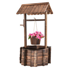 Outdoor Wooden Wishing Well Bucket Planter product image
