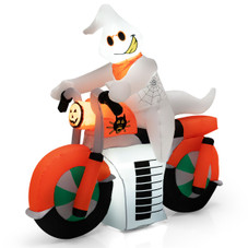 5-Foot Halloween Inflatable Ghost Riding Motorbike with LED Lights product image