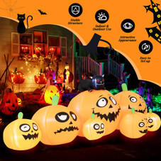 Pumpkin Patch Halloween Inflatable with Black Cat & Built-in LED Lights product image