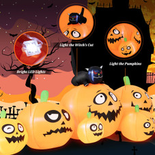 Pumpkin Patch Halloween Inflatable with Black Cat & Built-in LED Lights product image