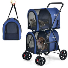 4-in-1 Double Pet Stroller with Detachable Carrier and Travel Carriage product image