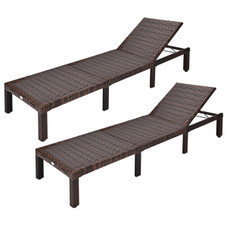 Patio Wicker Chaise Loungers with Adjustable Backrests (Set of 2) product image