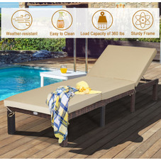 Patio Wicker Chaise Loungers with Adjustable Backrests (Set of 2) product image