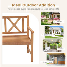 2-Person Wood Outdoor Bench with Cozy Armrest & Backrest product image