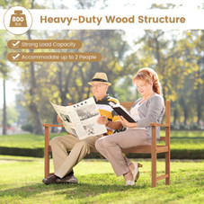 2-Person Wood Outdoor Bench with Cozy Armrest & Backrest product image