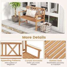 2-Person Wood Outdoor Bench with Cozy Armrest & Backrest product image
