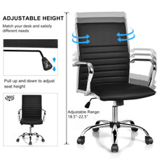 High-Back Ribbed Office Chairs with Armrests (Set of 2) product image