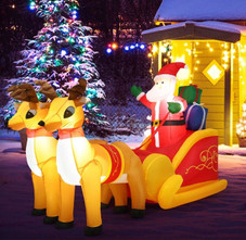 6-Foot Inflatable Santa in a Sled Christmas Decoration product image