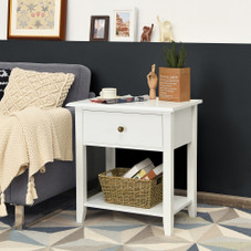 Single Drawer Classic Wood Nightstands (Set of 2) product image