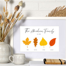 Personalized Fall Leaf Family Name Art Print product image