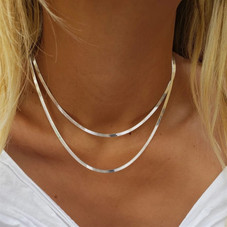 Italian Herringbone Chain Necklace, 925 Sterling Silver product image