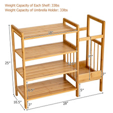 4-Tier Bamboo Shoe Rack Organizer with Umbrella Holder product image