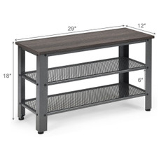 3-Tier Industrial Shoe Rack Bench with Storage Shelves product image