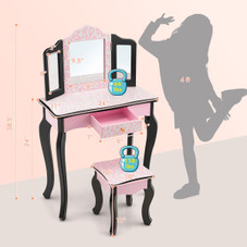 Kids' Vanity Set with Tri-Folding Mirror & Leopard Print product image