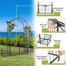 86-Inch Garden Arbor Arch Gate with Trellis Sides by Outsunny® product image