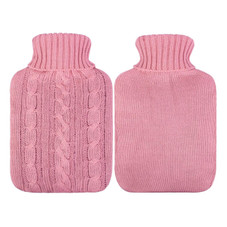 2-Liter Transparent-Pink Hot Water Bottle with Knitted Cover product image