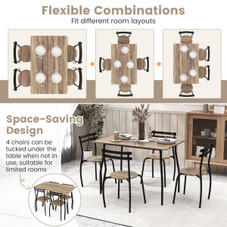 5-Piece Dining Table Set with Wood & Metal Frame product image