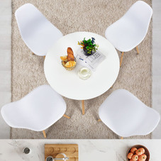 5-Piece Modern Round Dining Room Table with Solid Beech Wood Legs product image