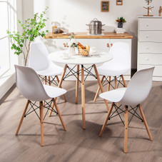 5-Piece Modern Round Dining Room Table with Solid Beech Wood Legs product image