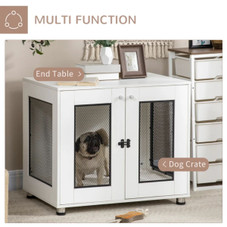 PawHut™ Double-Door Pet Crate End Table with Water-Resistant Cushion product image