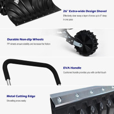 Heavy Duty Rolling Snow Pusher Shovel product image