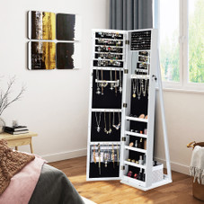 2-in-1 Jewelry Cabinet & Standing Mirror Lockable Storage Organizer product image